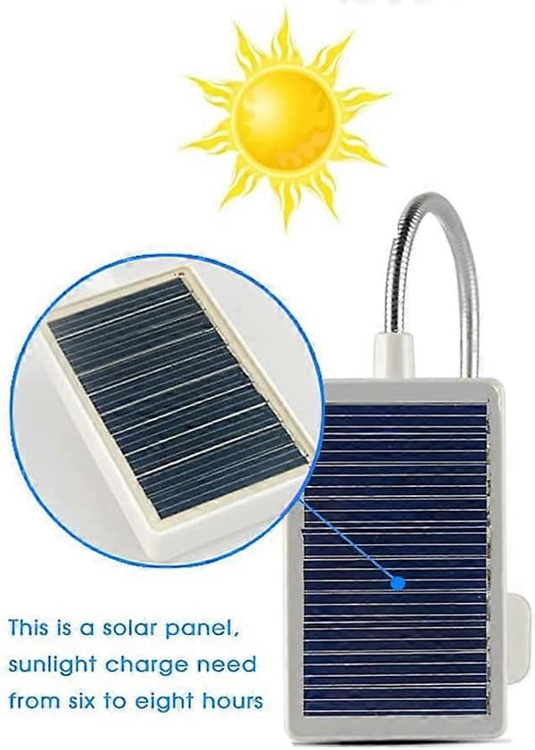 Solcellslampa för böcker, flexibel LED-läslampa med klämma, USB-uppladdningsbar och solcellsdriven