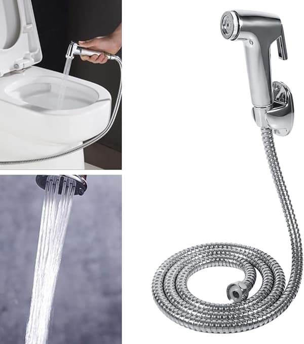 Bidédusj for toalett, multifunksjonelt sprayfeste med slange for intimvask, vask av tøybleier, rengjøring i rustfritt stål og dusj