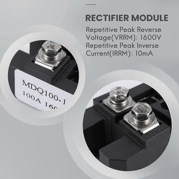 MDQ 100A-1600V Sort Enkeltfaset Diodebroensretter 100A Amp 1600V-God Black