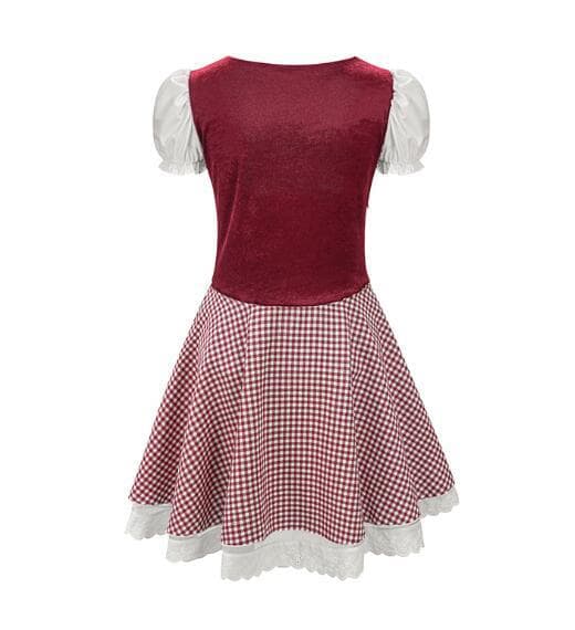 Damkläder Oktoberfest Snörning Rutiga Uniform Red Red L