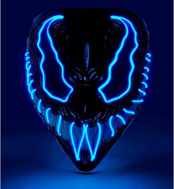 Halloween selvlysende masker, LED-monstermasker, gyseransigter, dæmoner, Halloween (blå) Blue