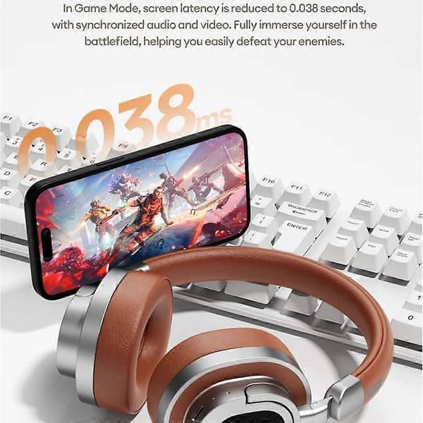 LENOVO Services LE602 Bluetooth-kompatible 6.0 Hodetelefoner 22T Batteritid Over-Ear Trådløst Headset for Gaming Brown