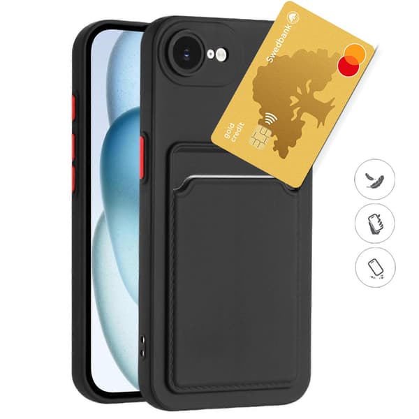 [zd]Iphone 16e deksel mobildeksel kortholder svart BLACK