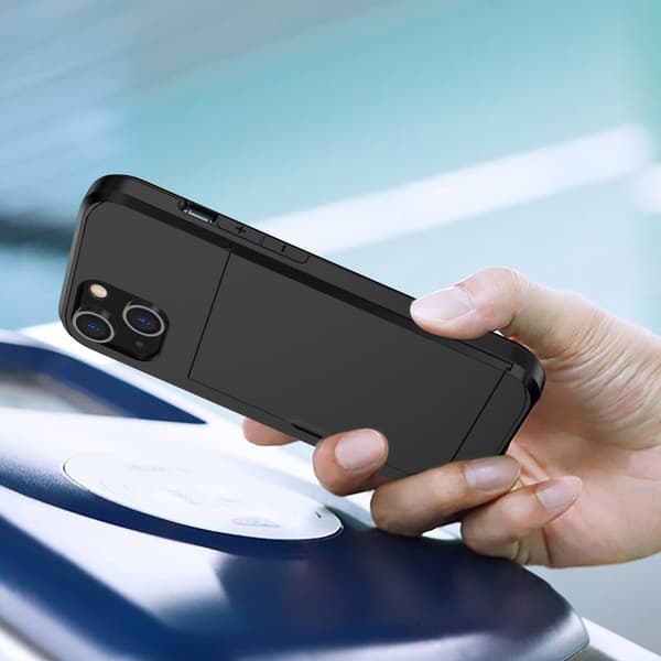 SKALO iPhone 14 Armor Cover Kortholder - Sort Svart black