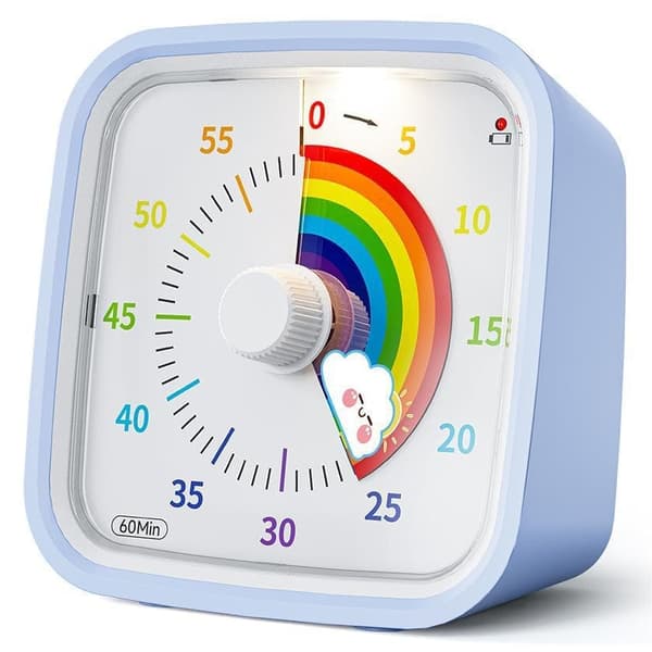 Lollanda Visuell Timer 60 Minutter for Klasserom og Barn, Tegneseriemotiv Justerbart Volum Ljusblå