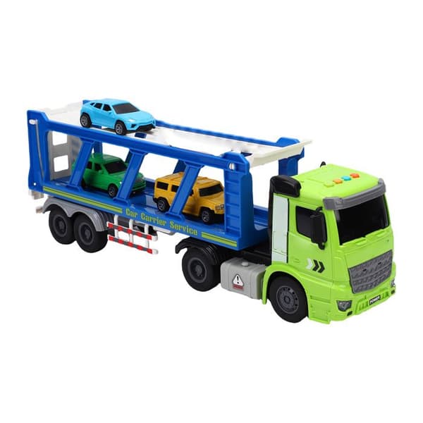 Dobbelt-dækker transportlastbil – musik & lys – legesæt til børn – 41×9,5×15 cm