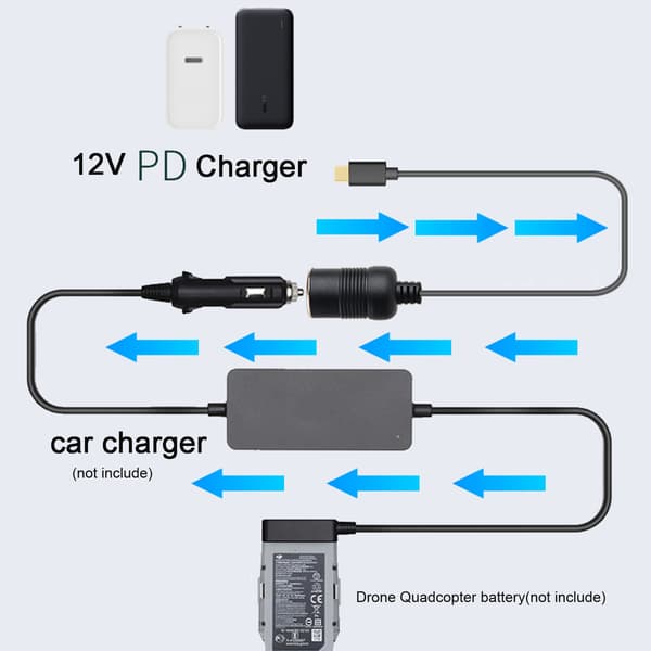 [zd]USB C Type-C til bil cigarettænder strømkonverterkabel 12V 3A 36W til bil