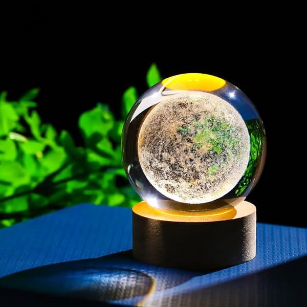 Solsystem, Mælkevejen, Månen, Kreativ 5d lasergravering krystalkugle natlys Moon