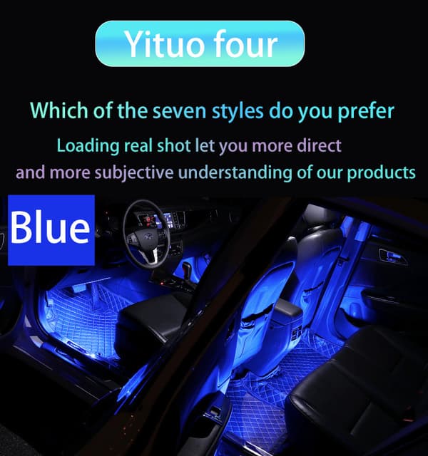 Bil Lys Bil Tilbehør Bil Led Lys APP Kontroll med Fjernkontroll Musikk Synkronisering Fargeendring RGB Under Dash Bilbelysning med Billader