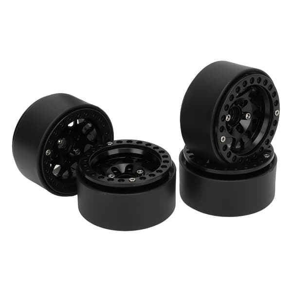 4 stk. Universal Aluminium Legering 1.9in RC Crawler Beadlock Fælgefælge til SCX10 II Sort