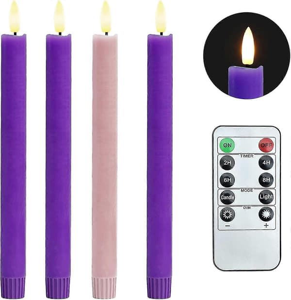 Flammeløse Adventslys Sæt - Batteridrevne Led Keglelys Med Timer (4-pak)[zd]