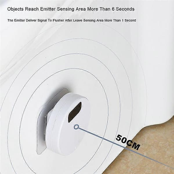 Automatisk Toalettspyleknapp + 2 x Sender Toalett Smart Sensor Spyleapparat Oppladbart Smart Toalett