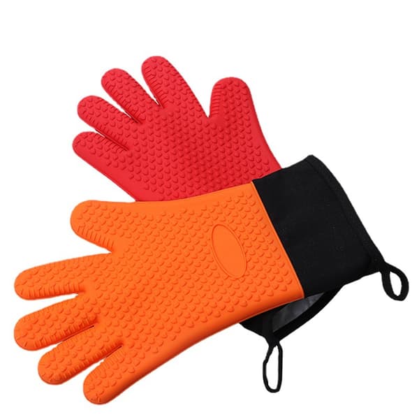2 Silikonegrydelapper til køkken og grill, sæt, par, grydelapper, ovnhandsker sort orange W