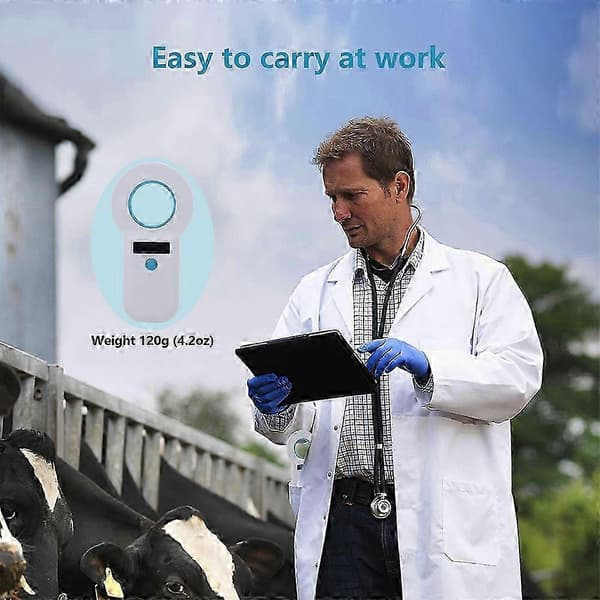 Kæledyrsscanner, RFID EMID Bærbar Kæledyr Chip Scanner Genopladelig Datalagring Dyremærke Scanner