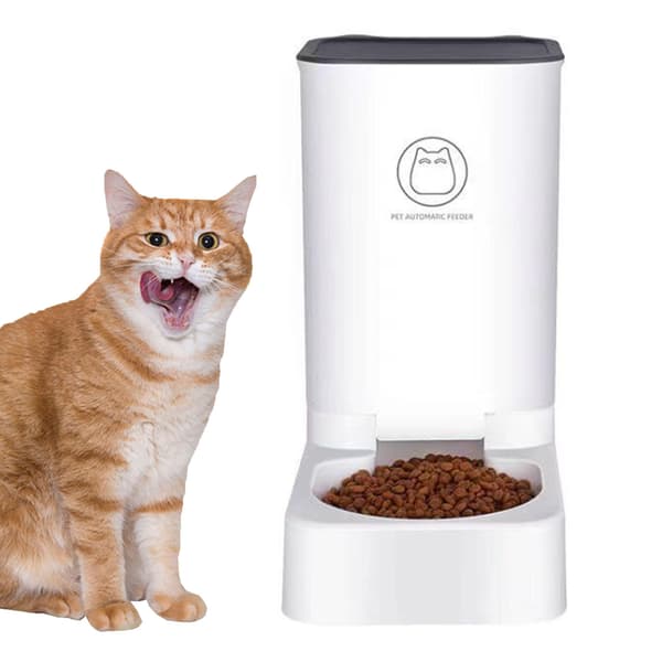 [zd]Automatisk foderdispenser til kat og hvalp, smart foderdispenser til små dyr, dækker 0045 m² område, aftageligt design, let at rengøre