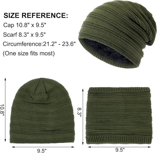 Dam Vintermössa Halsduk Set Kabelstickad Mössa Varm Fleecefodrad Vintermössa med Halsvärma Army Green