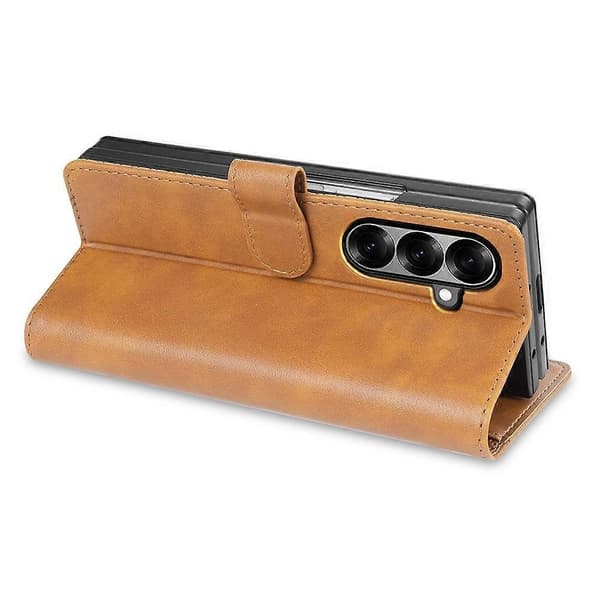 Kompatibel med Samsung Galaxy Z Fold7 5G Ställfodral PU Läder Plånboksfodral S Brown