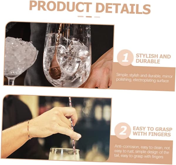 [zd]2 stk. cocktailrørere i rustfritt stål, dråpeformet design, spiralformet barcocktailskje