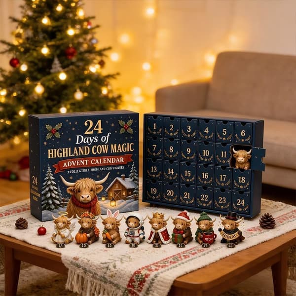 24 päivän 3D Highland Cow -joulukalenteri 2026
