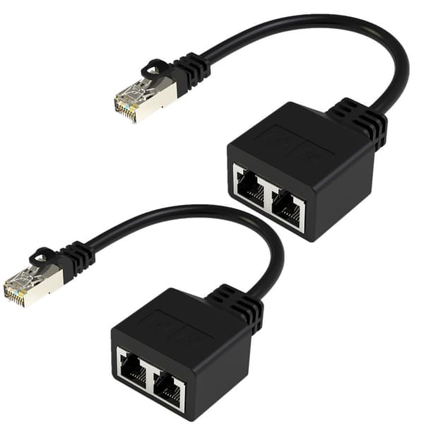 RJ45 Ethernet-splitterkabel, 1 hann til 2 hunn LAN Ethernet-splitter for Cat5