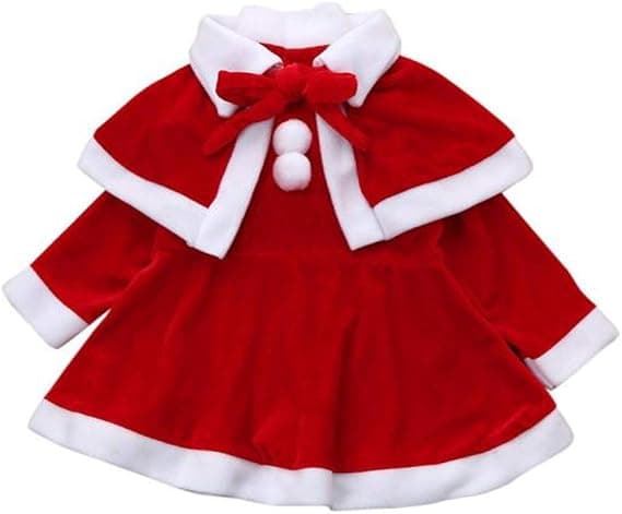 Julepige Kostumer Julemandsoutfit Inkluderer Rød Kjole Hat Sko Tilbehør til Børn Cosplay