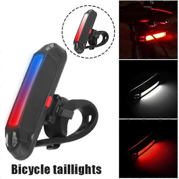 Cykellygte 6 tilstande USB genopladelig LED cykel advarsel foran baglygte lygter til cykel White
