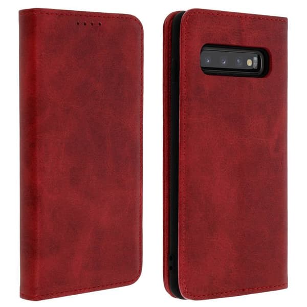 Samsung Galaxy S10 etui, kortholder, videostativ, rød Röd