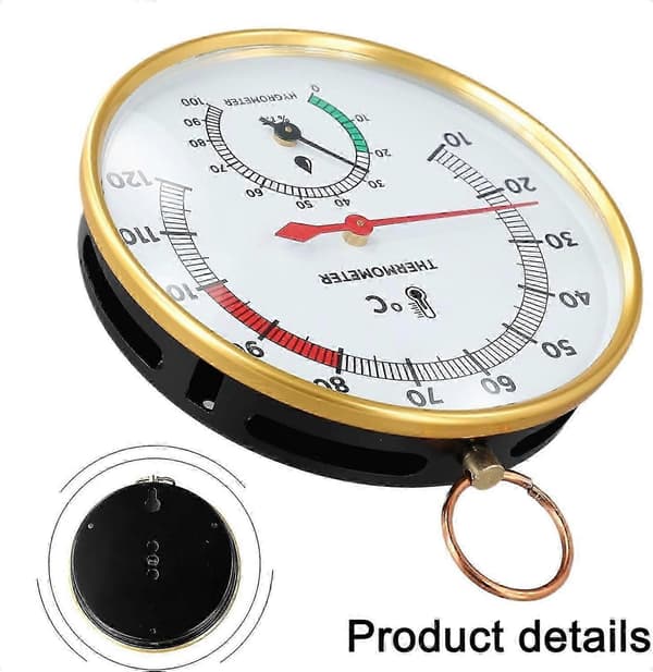 Bastu Termometer och Hygrometer med Metallhölje, Bred Analog Mätare för Basturum