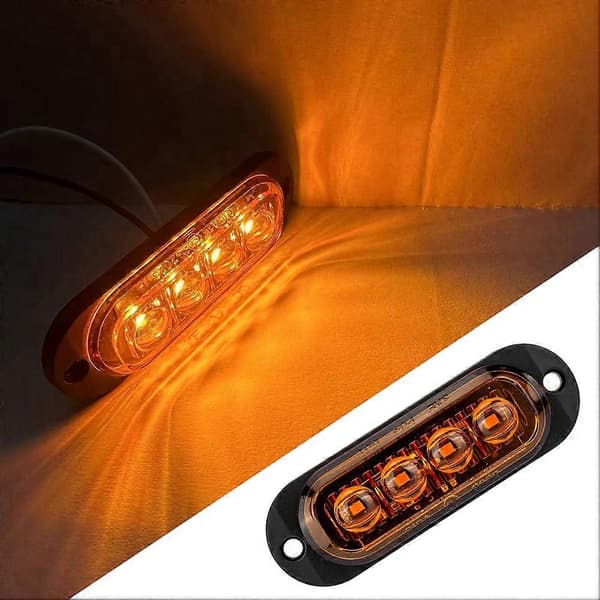 10 stk 12V-24V 4LED bil sidemarkeringslys blinklys sideblinklys baklys kompatibel med tilhengere lastebiler gul