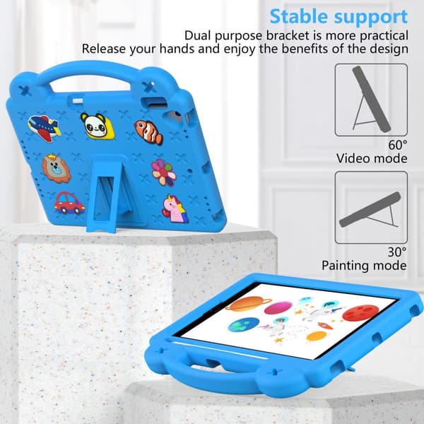 [zd]Stødsikkert EVA-etui til iPad 10.2 7. generation (2019) Kickstand Blå