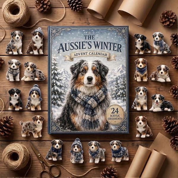 Fårhund Adventskalender Jul Nedräkningskalender för Barn 24-dagars Vinter 2D Akryl Prydnad för Hund