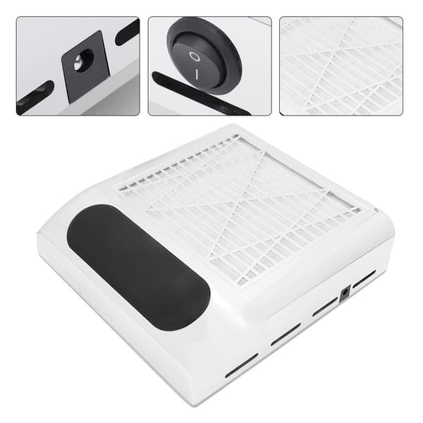 [zd]80W Nageldammsugare Stark Sugkraft Nagelkonst Dammsugare (Silver)