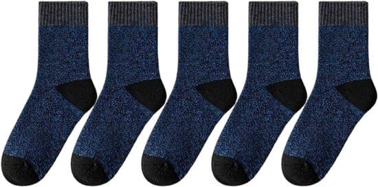 Termosokker til mænd - 5 par tykke vintertermosokker - Åndbare bomuldssokker - One Size 37 - 45 - Lysegrå