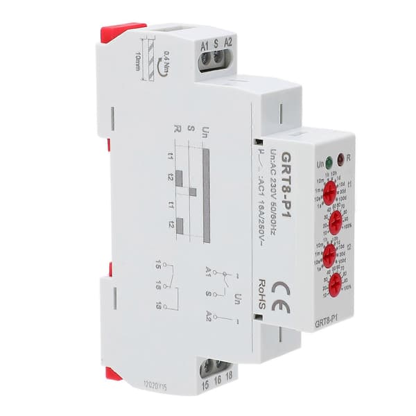 AC230V elektroniskt upprepningsrelä LED-indikator ABS pulsutgång timerrelä DIN-skena