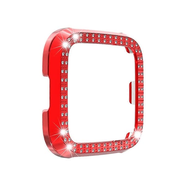 Til Fitbit versa / versa lite PC Dobbelt-række Diamant-indlagt Beskyttelsesskal (Sort) Red