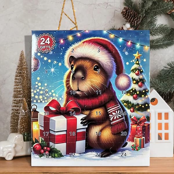 Capybara Julnedräkningskalender 24 st Miniatyrdocka Adventskalender 3D Söt Trädhänge 1 1 M