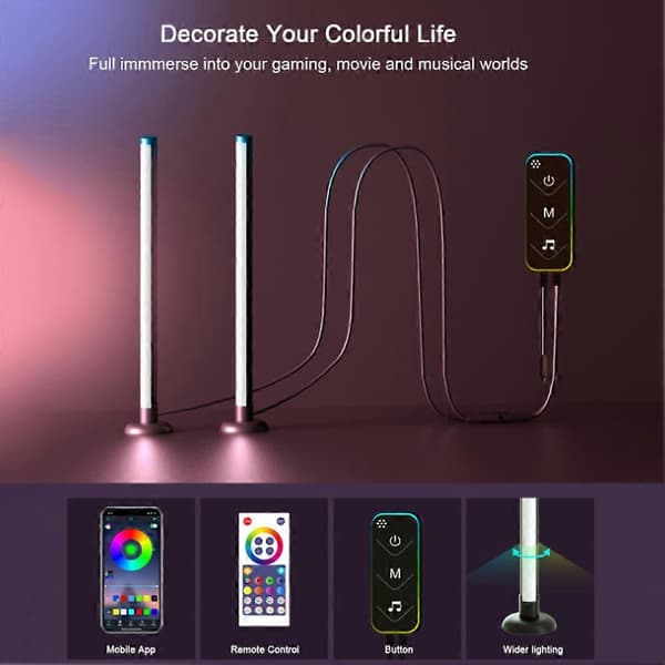10w Led Skrivbords Atmosfär Ljuslist Bluetooth Smart App Kontroll USB Musik Synkronisering Led Ljus för Speldatorrum[zd]