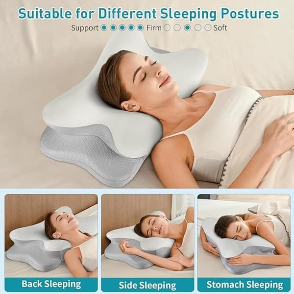 Ortopedisk Kudde / Memory Foam Kudde – Andningsbar & Lindrar Nacksmärta, Lämplig för Alla Sovpositioner white white