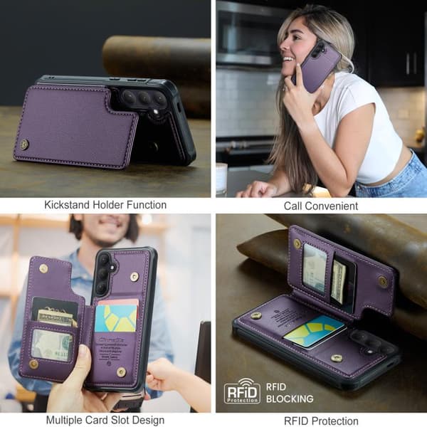 Compatible with Samsung Galaxy S26 5G Case with Card Slot RFID Purpur