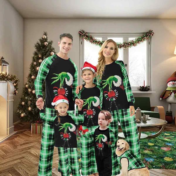 Julepyjamas Familiesett Matchende Pyjamassett Julepyjamas Nattøysett til Juleferie Julefest