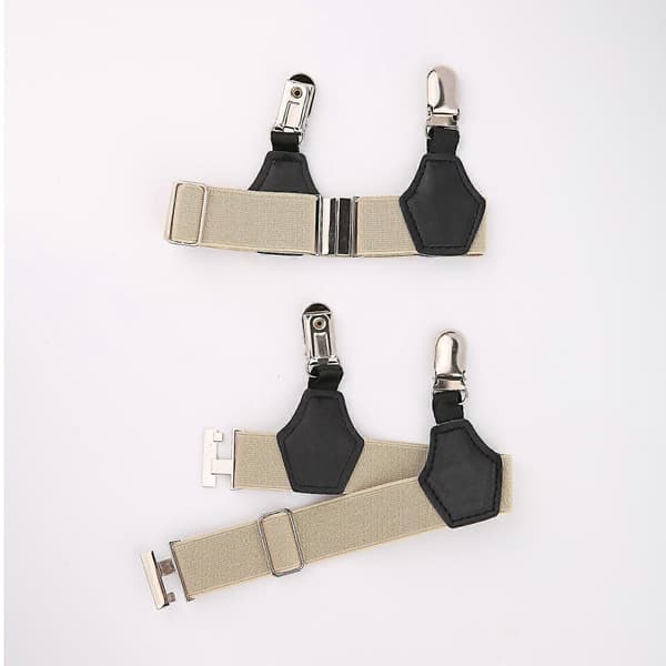 2 stk. elegante justerbare strømpeholdere til mænd, elastiske strømpebånd med clips til strømper, grå dobbeltand Grey double duck