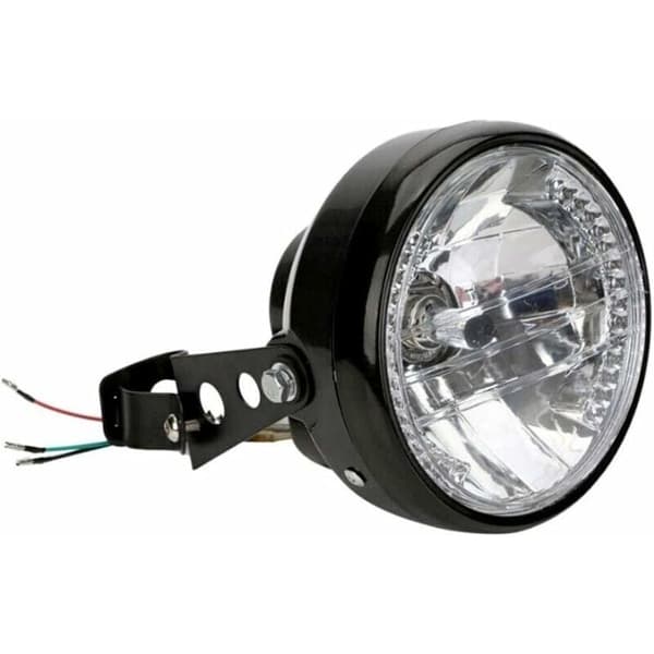 [zd]Rund Motorcykel Forlygte - LED Projektor med Monteringsbeslag - 12V 7\" Halogen LED.