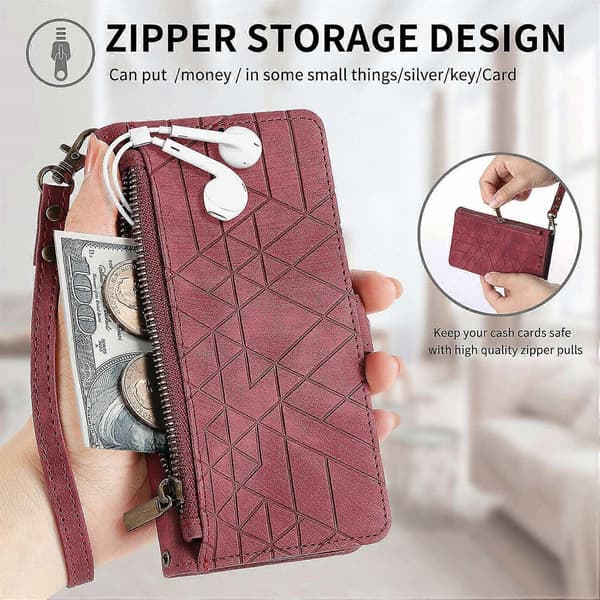 Geometrisk lynlås telefoncover til T-Mobile T Phone 2 5G[zd] Red