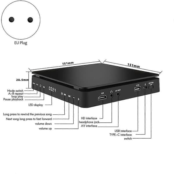 Hjemme DVD HD Video Spiller Barn VCD Spiller Mini CD Spiller DVD Spiller EU Plugg