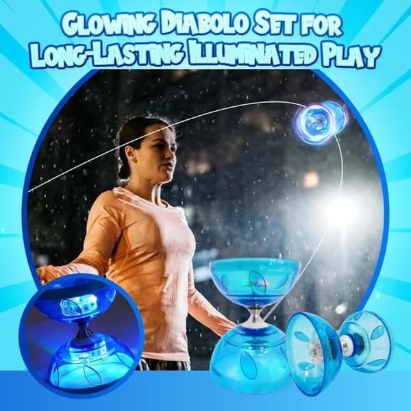 LED Lysende Diabolo Sjongleringssett med Trippel Kulelagersystem – For Barn og Voksne – Trick Performance Utstyr