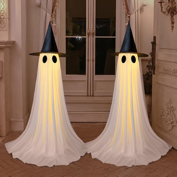2-pack Halloween Dekorationer Utomhus, 1,5 m Spökdekor med Fjärrkontroll