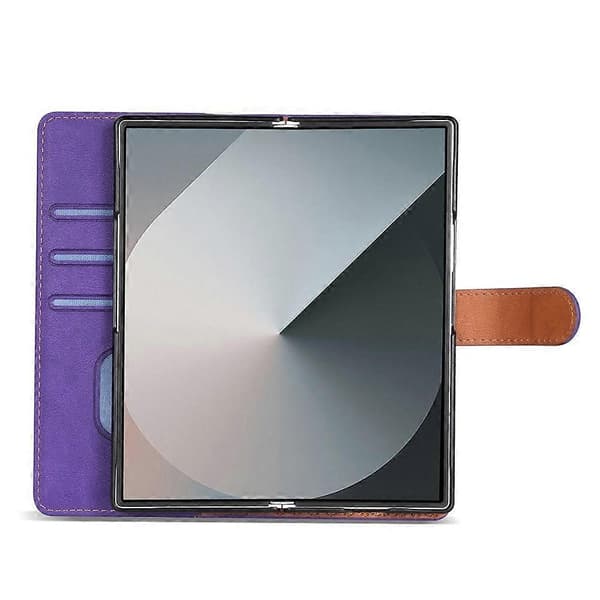 Kompatibel med Samsung Galaxy Z Fold7 5G Ställfodral PU Läder Plånboksfodral S Purple