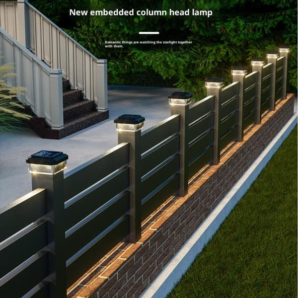 [zd]1 stk. Solar LED-stolpehættelys IP65 Vandtæt Solar Hegn 9X9cm
