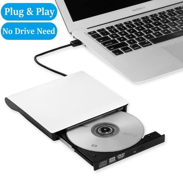 [zd]USB 3.0 Bärbar Extern DVD-brännare - Modell - DVD-RW 8x - CD-R 24x - Vit