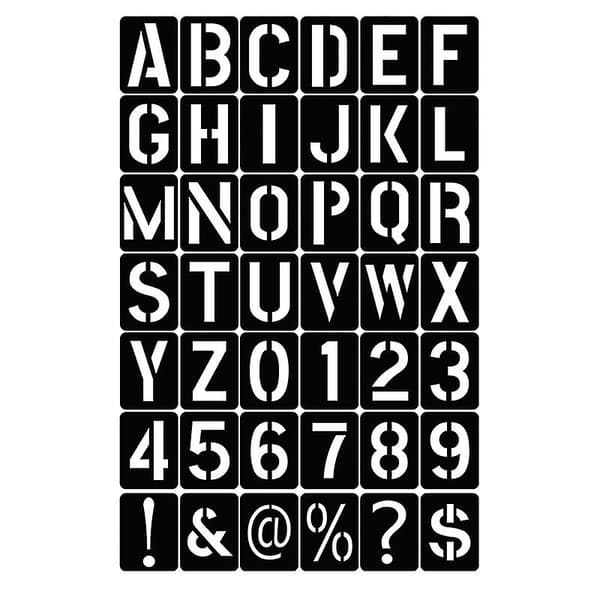 [zd]42 st bokstavs-, siffer- och symbolmall hålstencil präglingsmall A